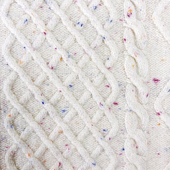 Chunky SOFT Cable Knit Sweater XL Rainbow Donegal Fall Winter COZY Cottage Cabin - Picture 5 of 12